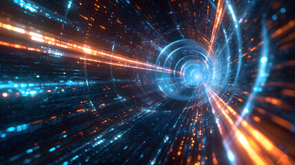 Fototapeta premium Dynamic Light Ribbons in Cyberspace