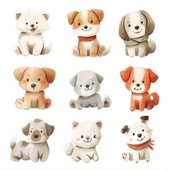 Vector hand drawn puppy collection
