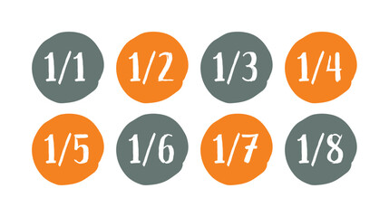 fractional numbers in circle. fractional numbers concept