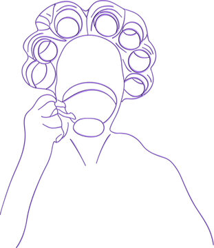 recommend clip art: 3D Girl with curlers silhouette