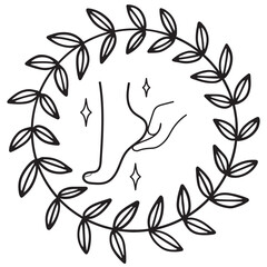 Reflexology foot massage isolated outline icon. Vector reflexing points on feet, pedicure, woman legs massage, footcare cosmetics, barefoot lady hygiene procedure. Foot treatment, japanese shiatsu