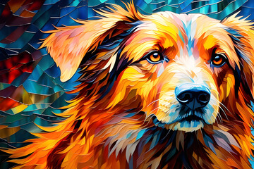 A dog using Van Gogh's painting technique. Generative AI