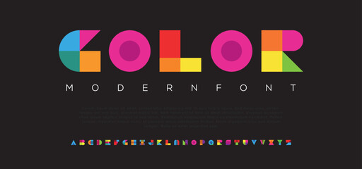 Color abstract modern sans serif alphabet font