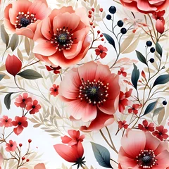 Wandcirkels aluminium seamless floral pattern © PHET