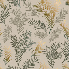 seamless vector pattern with coniferous leaves. festive Christmas ornament