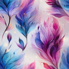 Seamless abstract beautiful purple and blue leaves pattern background