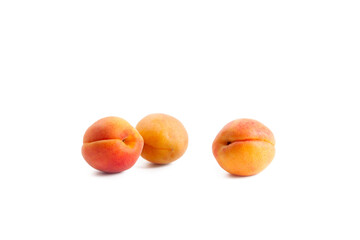Apricots isolated on white background..