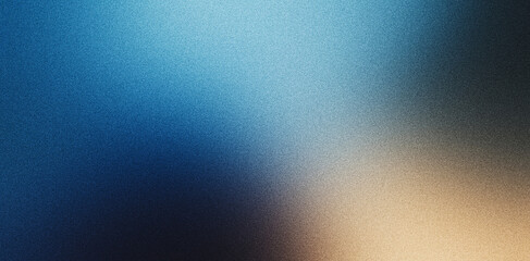 Dark blue beige grainy gradient background glowing light dark backdrop, noise texture effect banner header poster design