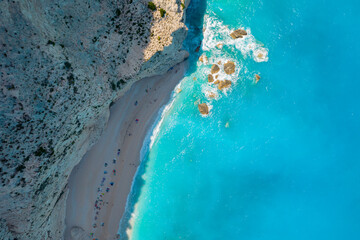 Porto Katsiki beach, view from above. Greece. Drone.