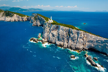 Lighthouse on the island Lighthouse on the island , Phare d'Akrotiri Lefkada. Greece.