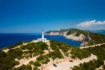Lighthouse on the island Lighthouse on the island , Phare d'Akrotiri Lefkada. Greece.