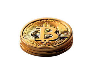 Bitcoin gold coins on transparent background