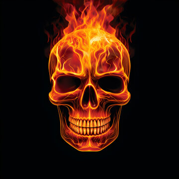 skull in fire vector 