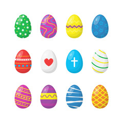 Multicolored Easter eggs vector set