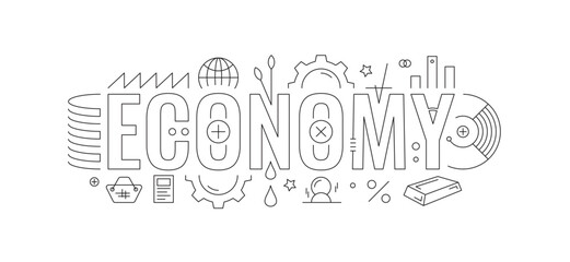 economy design. economy symbols and the word economy