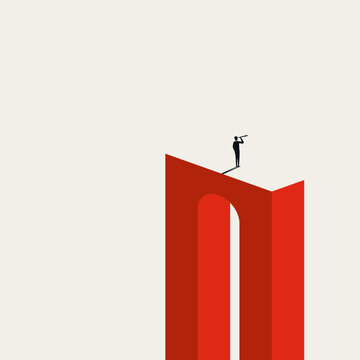 Business leader and visionary, vector concept. Symbol of success, growth, achievement. Minimal abstract illustration.