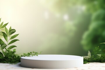 A Serene Nature Podium Display Background For Cosmetic
