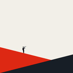 Business leader and vision vector concept. Symbol of leadership, future, strategy and inspiration. Minimal illustration. - obrazy, fototapety, plakaty