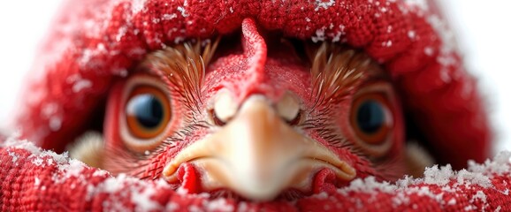 Chicken Christmas Hat Isolated On White, HD background, Background Banner