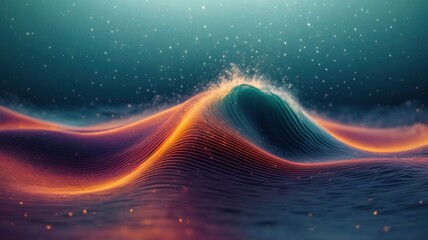 Abstract digital wave of particles. Futuristic point wave. Technology background vector. Vector illustration.  generative, AI.