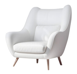 Isolated white sofa and armchair, showcasing comfortable and contemporary furniture design for a stylish home interior PNG