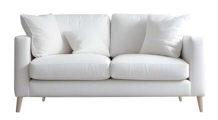 Fototapeta premium Isolated white sofa and armchair, showcasing comfortable and contemporary furniture design for a stylish home interior PNG