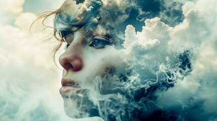 a woman with smoke