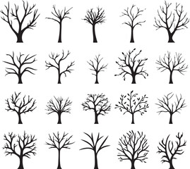 Tree silhouettes on a white background. Vector illustration.