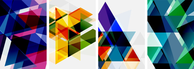 Colorful bright triangles with various colors and transparencies. Vector illustration For Wallpaper, Banner, Background, Card, Book Illustration, landing page