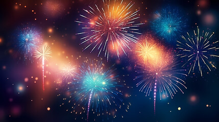 Fototapeta premium Beautiful creative holiday background. Fireworks and sparkles