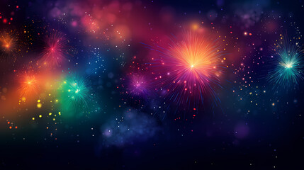 Beautiful creative holiday background. Fireworks and sparkles