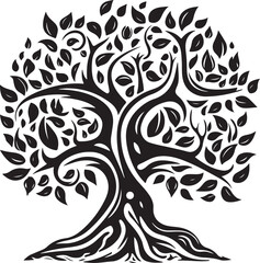 Tree silhouette Hand-drawn isolated Vector illustrations