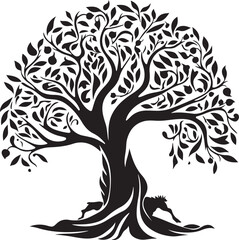Tree silhouette Hand-drawn isolated Vector illustrations