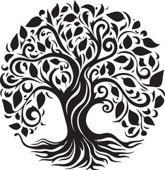 Tree silhouette Hand-drawn isolated Vector illustrations