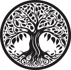 Tree silhouette Hand-drawn isolated Vector illustrations