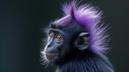 Fototapeta premium a monkey with a purple mohawk