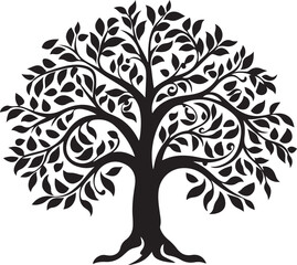 Obraz premium Tree silhouette Hand-drawn isolated Vector illustrations