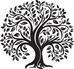 Tree silhouette Hand-drawn isolated Vector illustrations