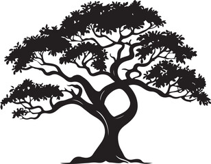 Tree silhouette Hand-drawn isolated Vector illustrations