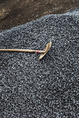 Pile of gravels for exterior landscaping work, paths and parkings