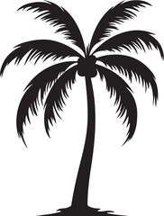 Obraz premium Tropical palm trees with leaves and black silhouettes isolated on a white background. Vector