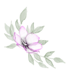 Obraz premium Watercolor flowers template frame vignette invitation illustration