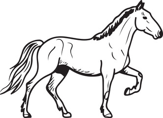 Obraz premium Horse Line art vector illustration black color