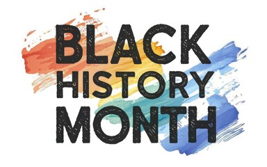 Fototapeta premium Black History Month poster with a text title. African-American people's equality rights are celebrated. Watercolor style illustration. 