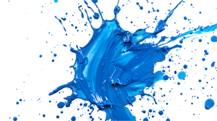 Blue Paint Splash on Transparent Background