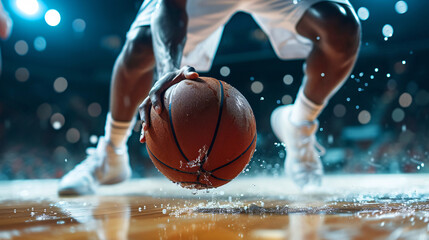 Dribbling Excellence: Close-up of Basketball Player and Ball