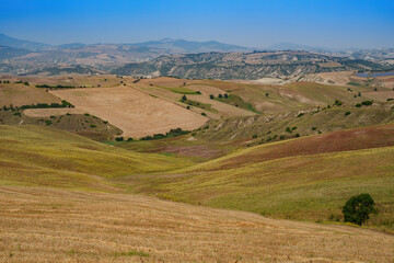 Country landscape near Aliano and Craco, Basilicata, Italy