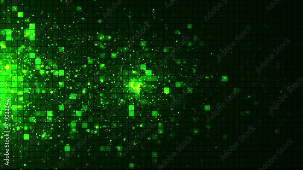 Poster an animated background of rows of squares changing color and moving chaotically. pixel graphics, mov