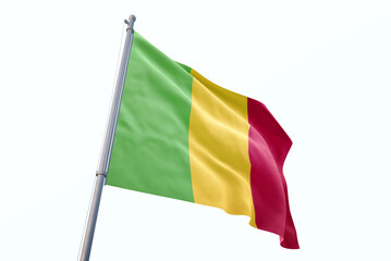 Mali flag waving isolated on white background