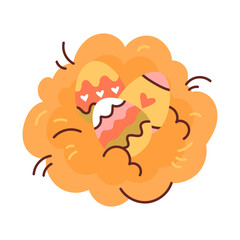 Nest with colorful Easter eggs. Vector flat illustration for Easter holiday.